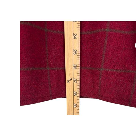 Vintage LL Bean Wool Blend Chore Coat Womens Windowpane Check Medium Hooded - Picture 10 of 11